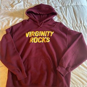 Danny Duncan Maroon Virginity Rocks Pullover Hoodie with Yellow Lettering